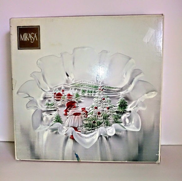 MIKASA FUSED GLASS DECORATIVE CHRISTMAS PLATE. - Picture 2 of 6